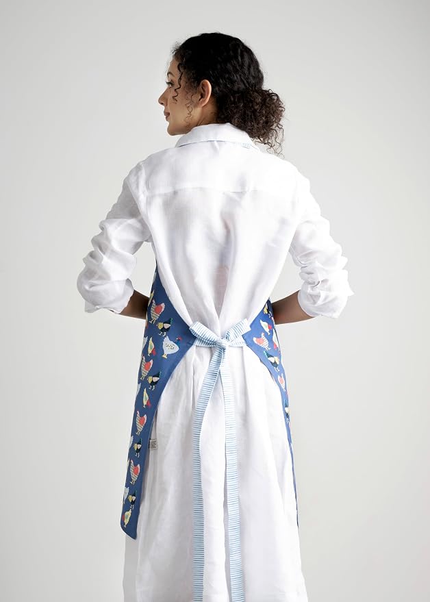 Maison d' Hermine Aprons for women with Pocket 100% Cotton (27.50"x31.50") | Adjustable Neck Strap & long ties Apron Men Chef Wedding Cooking Gardening Server Maid