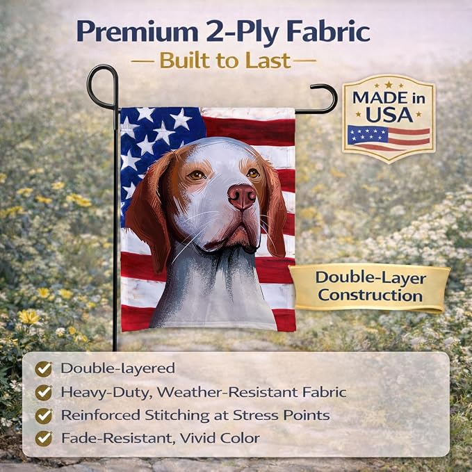 Caroline's Treasures CK6563GF Hunting Dog American Flag Garden Flag Mailbox Flag Decorative Yard Flag Banner Outside Patio Artwork Yard Flower Beds, Garden Size, Multicolor