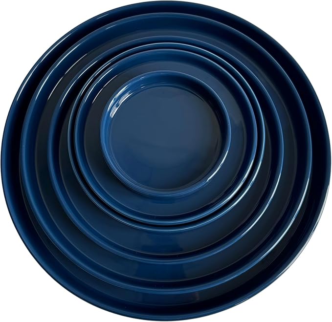 Yukfona Ceramic Plant Saucer Tray 2 Pcs 8 Inch Blue, 8.5" OD x8.15 ID x1 Deep| Fits flower pots Bottom≤ 8.15", Heavy Duty Glazed Round Planter Drip with Catch Basin for Indoor Outdoor Plants