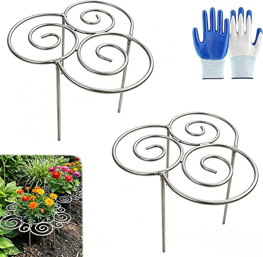 2026 New Peony Cages and Supports, Metal Plant Support Ring for Garden, Indoor Pots, Flower Hoop for Upright Growth and Protection (1, S（10.8" x 10.8"）* 2)