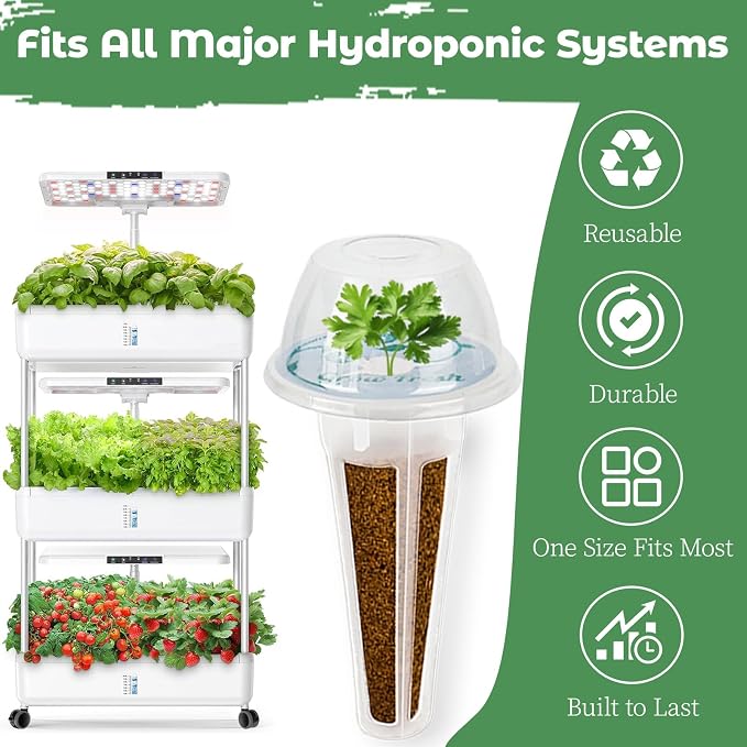 Herb & Salad Seed Pods Kit Hydroponic - 12 Refill Grow Pods with 6-Packet Seeds of Basil, Cherry Tomato, Mini Cucumber, Lettuce, Spinach & Parsley, Compatible with All Hydroponics Growing Systems