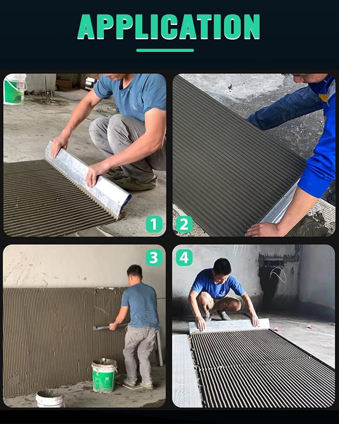 Tile Tools 24'' Large Tile Trowel 2/5" x 2/5" Square Notch Trowel Tile Adhesive Spreader, Perfect for Large Tiles Flooring & Tiling Masonry Hand Trowel