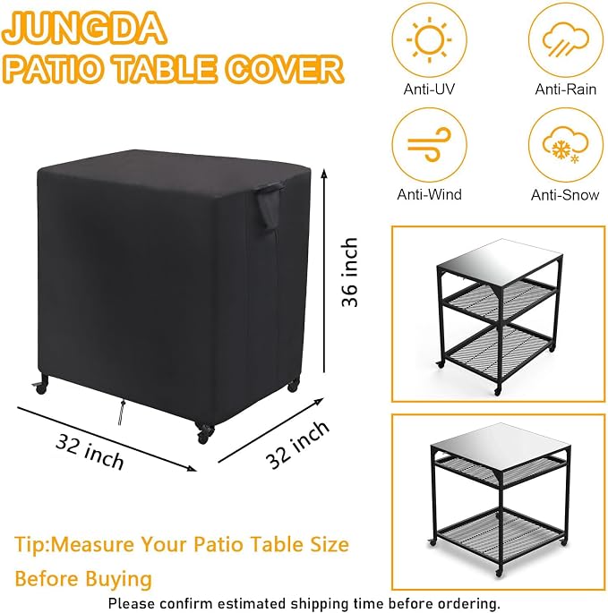 Outdoor Cart Cover for Ooni Large Modular Table, Waterproof Kitchen Grill Table Cover, Patio Pizza Oven Stand Covers Dustproof - 32 x 32 x 36 Inch