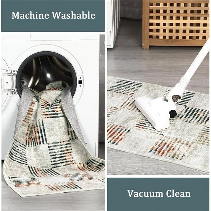 Modern Bedroom Irregular Area Rugs 2x3 Black Beige Green Geometric Pattern Odd Shaped Rug for Living Room Bedroom Nursery Farmhouse Dorm Home Office Carpets Washable Durable Thin Floor Mats
