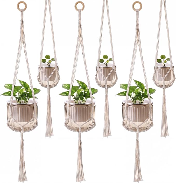 Hanging Planter Set of 6 Self Watering Indoor Flower Pots with Water Level Indicator Modern Plant Hangers for Indoor Garden Decor Balcony Apartment Boho Home Decoration Easy Care(Grey)
