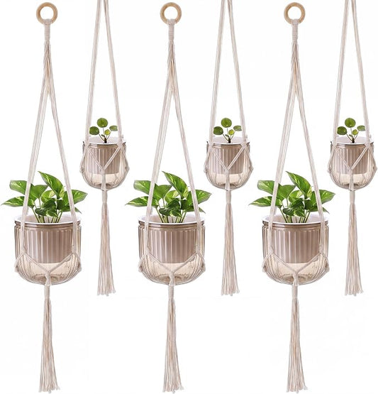 Hanging Planter Set of 6 Self Watering Indoor Flower Pots with Water Level Indicator Modern Plant Hangers for Indoor Garden Decor Balcony Apartment Boho Home Decoration Easy Care(Grey)