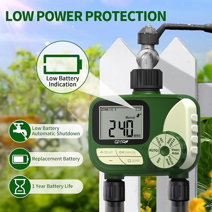 GMR Hose Timer for Watering, Water Timer, Irrigation Controller for Garden Hose Faucet, Programmable Automatic Watering System/Manual/Rain Delay, IP54 Waterproof