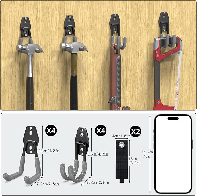 3-H Garden Hose Holder Wall Mount 4 Pack Solid Steel 2.8 Inch,4 Pack 2.5 Inch Compact Hose Hanger Heavy Duty Water Hose Holders for Outside,Gray
