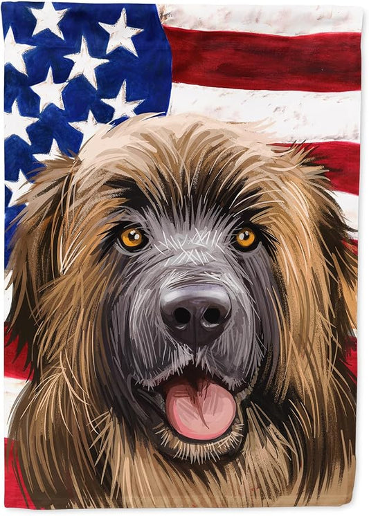 Caroline's Treasures CK6606CHF Leonberger American Flag House Flag Large Porch Sleeve Pole Decorative Outside Yard Banner Artwork Wall Hanging, Polyester, House Size, Multicolor