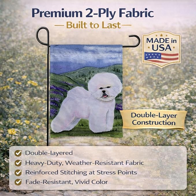 Caroline's Treasures SS8025GF Bichon Frise Garden Flag Mailbox Flag Decorative Yard Flag Banner Outside Patio Artwork Yard Flower Beds, Garden Size, Multicolor