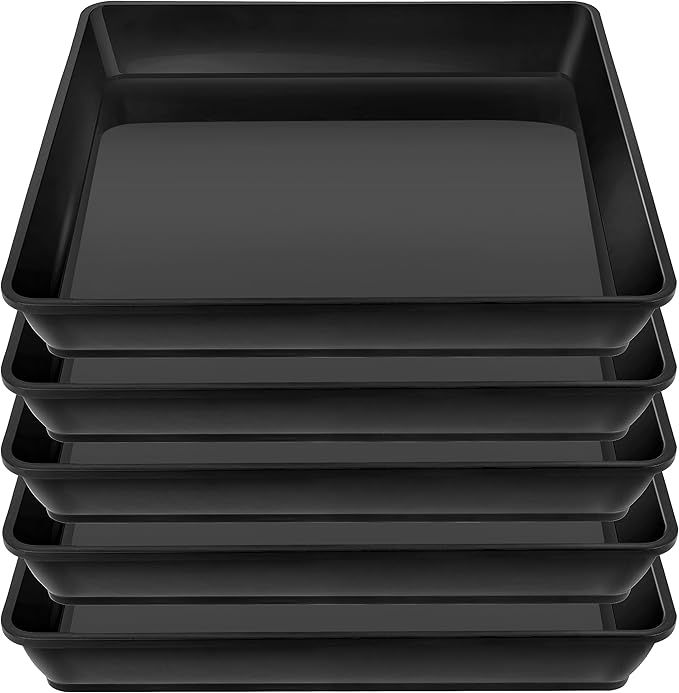 LWALRS Square Plant Saucer 6inch 5 Pack, Plastic Plant Saucers, Plant Water Dray Tray, 8 10 12 14 16 18 20 Inch Garden Planters for for Pots Base Indoors and Outdoors Plants（6 inch Black）