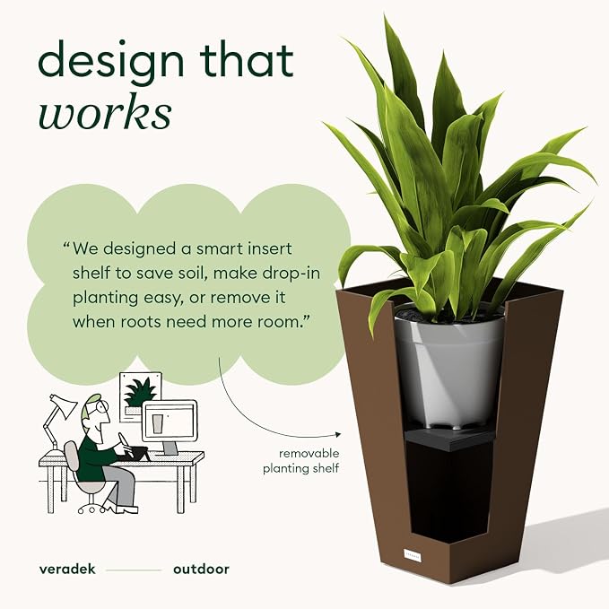 Veradek V-Resin Indoor/Outdoor Taper Planter, 2-Pack (26 inch, Espresso)