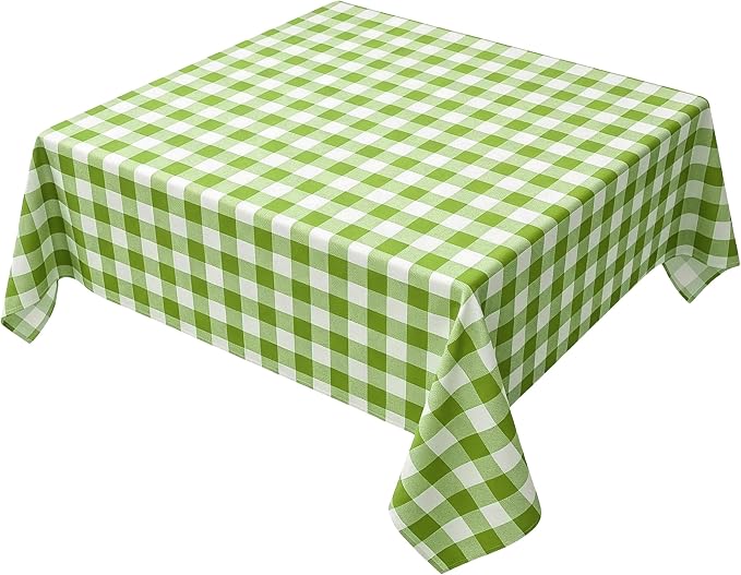 Waterproof Plaid Tablecloth Fabric - Square 58x58 Inch Classic Gingham Checker Table Cloth for Indoor/Outdoor Use - Buffalo Table Cover for Picnics, BBQs, and Parties
