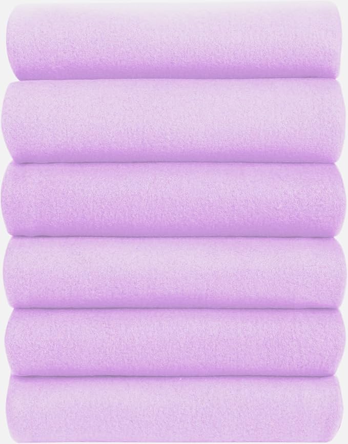 Fleece Throw Blankets Bulk Fleece Blankets Solid Wholesale Lightweight Warm Soft for Pet Bed Sofa Couch Office Wedding Gifts Travel Seasons Lilac 50x60 Inches Pack of 6