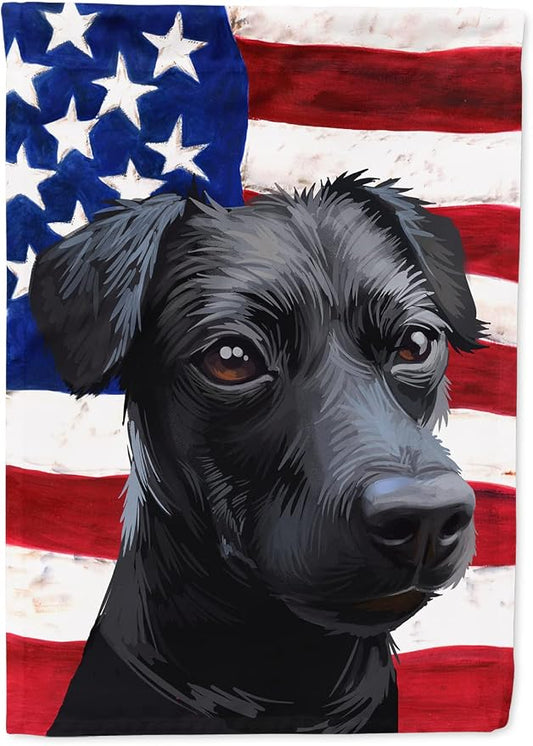Caroline's Treasures CK6638CHF Patterdale Terrier Dog American Flag House Flag Large Porch Sleeve Pole Decorative Outside Yard Banner Artwork Wall Hanging, Polyester, House Size, Multicolor