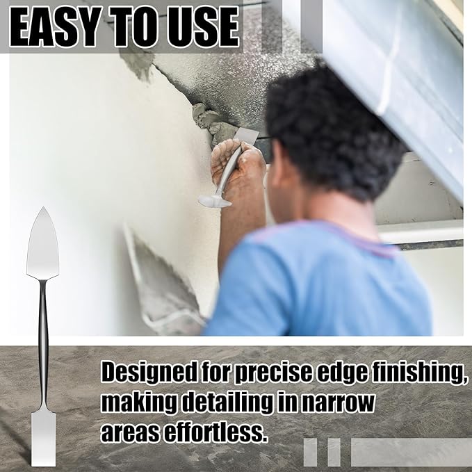 1'' Trowel and Square Masonry Tools Forged Steel Trowel Concrete Tool Ornamental Stucco Masonry Plaster Spatula for Glazing, Patch Work, Plaster, and Archeology