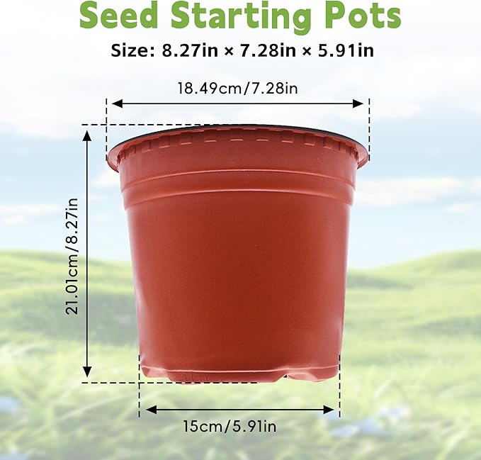 HOSTIC 8 Inch Nursery Pot Seedling Pot Plant Container Seed Starting Pots Multipurpose Plastic Pots 100 Packs