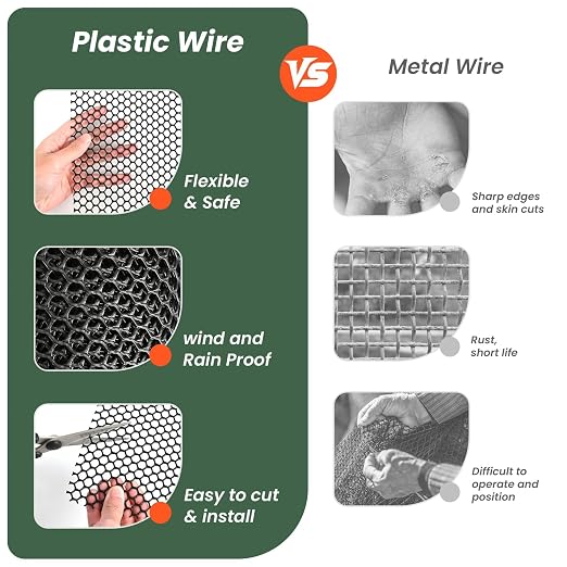 Toolterritary Plastic Wire Mesh 36IN x 100FT Chicken Wire Fencing for Floral Arrangements, Chicken Wire Mesh for Crafts with 100 Pcs Zip Ties,Gaden Netting for Dogs, Deers, Poultry