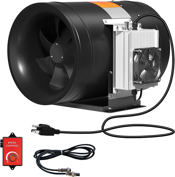 14 Inch Inline Duct Fan with Speed Controller - EC Motor Ventilation Exhaust Fan for Heating Cooling Booster, Grow Tents, Hydroponics, NSK/SKF bearings, ETL Listed
