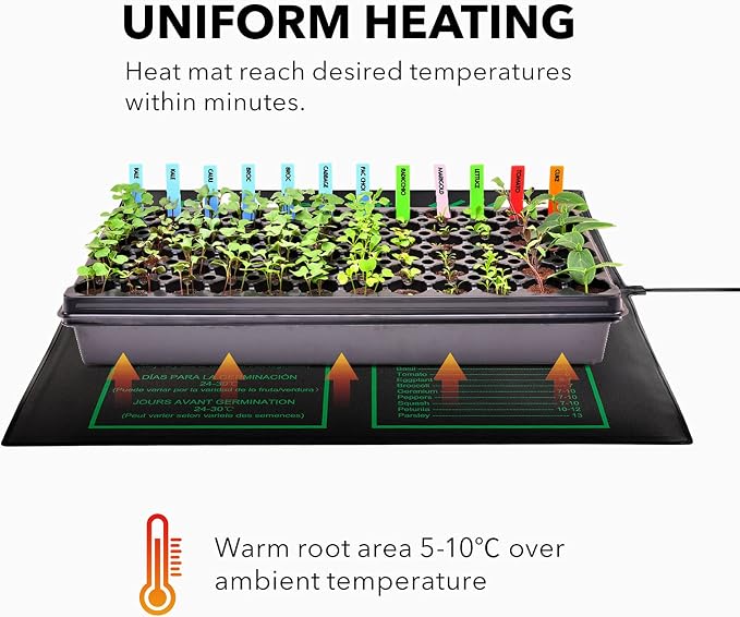 BN-LINK Seedling Heat Mat Warm Hydroponic Heating Pad Waterproof 20" x 20.75" for Seed Starting Greenhouse and Germination