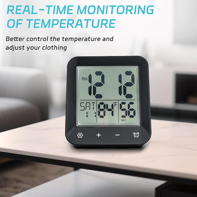 Digital Shower Clock Waterproof,Bathroom Extra Large LCD Screen Wall Clock Timer,Countdown,Moisture Proof,Anti Splash,Display Temperature,Time,Date and Day of the Week,Suction Cup,Hanging,Hole Stand
