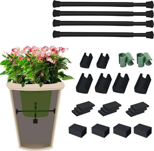 Adjustable Planter Inserts with Dual Telescopic Rods (2, Black)