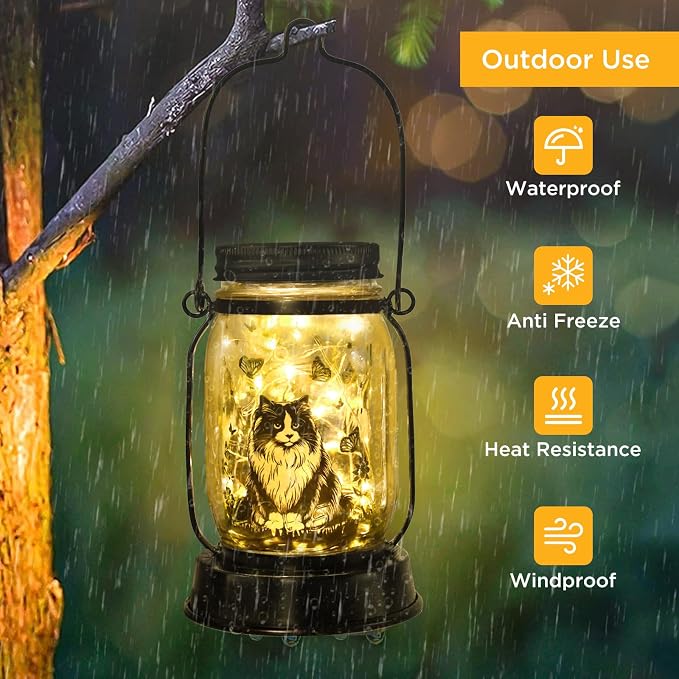 Birman Cat Gifts for Women/Men Birman Cat Solar Lanterns Gifts for Grandma Women Mom Sister, Pet Lovers Lantern Pet loss Memorial Light, Solar Garden Decoration Outside for Yard, Patio,Backyard,Porch