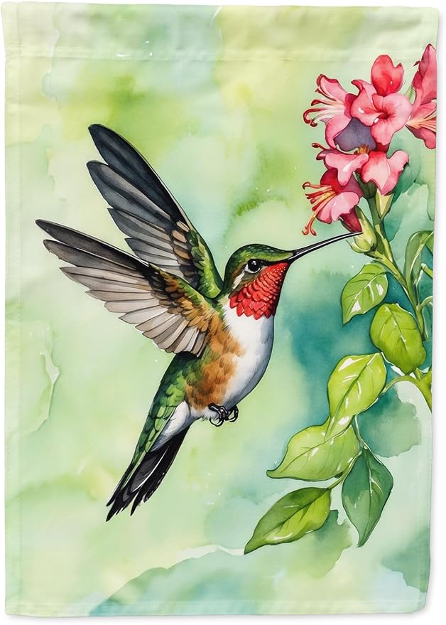 Caroline's Treasures Rubythroated Hummingbird Garden Flag Mailbox Flag Decorative Yard Flag Banner Outside Patio Artwork Yard Flower Beds, Garden Size, Multicolor