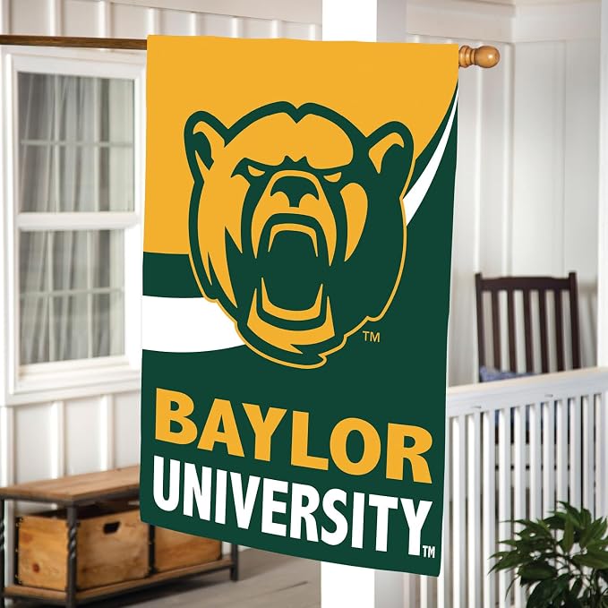 NCAA Baylor University House Flag, 28 x 44, Double Sided Garden Flags for Outside, Outdoor College Flags & Banners for Gardens Patio, Indoor Wall Decor Flag for Room