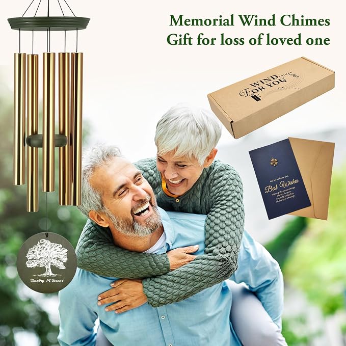 Astarin Personalized Memorial Wind Chimes Gift for Loss of a Loved One,Customized Sympathy Wind Chimes,Bereavement/Memorial Gifts in Memory of Loved One Loss for Outside(Produced in Texas)