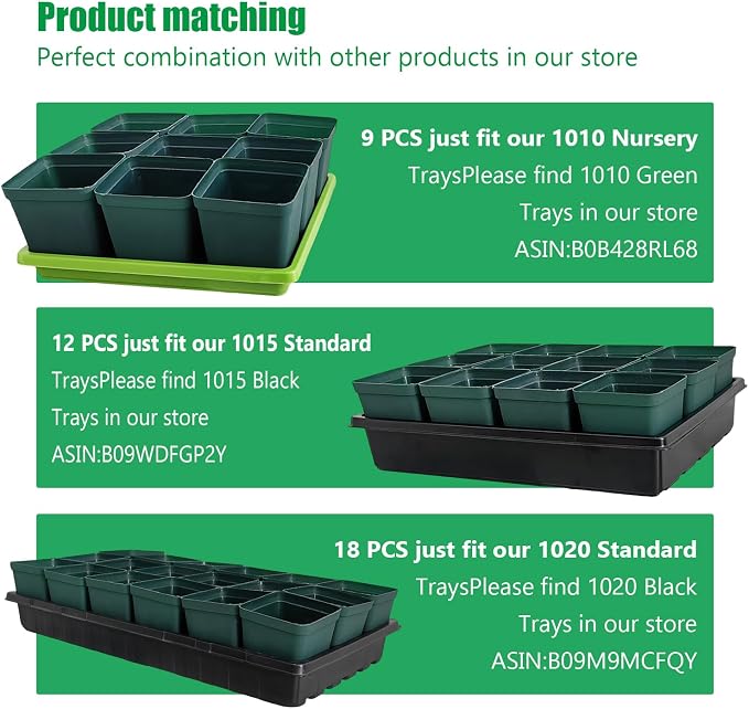 RooTrimmer Square Nursery Seedling Pot 3.5 Inches 90 Pcs, Small Nursery Pot Plastic Thick and Sturdy Seed Start Germination Pot for Plant Propagation and Seeding(Green,3.54 Inches, 90Pcs)