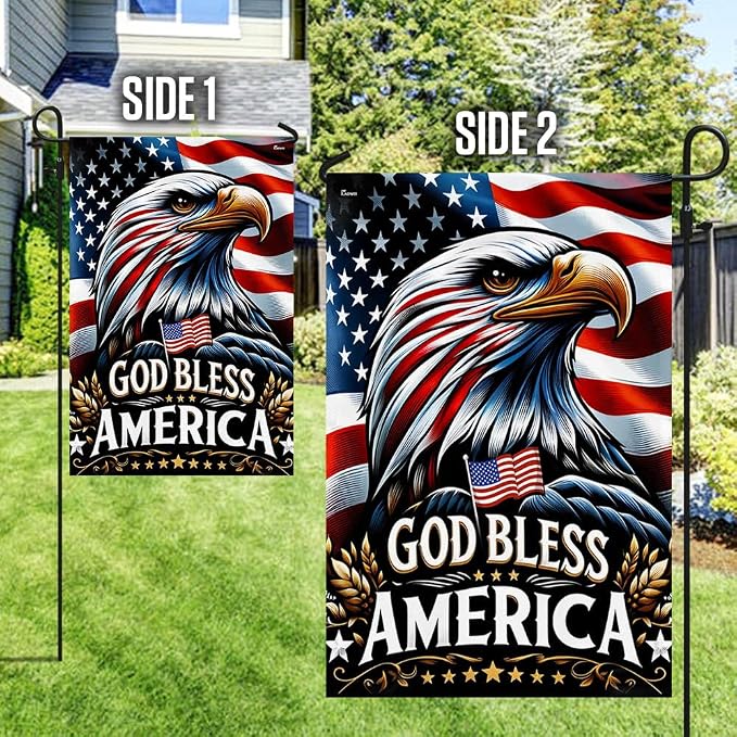 FLAGWIX American Flag - Patriotic Eagle God Bless America Flag MLN2548F, House Flag (29.5" x 39.5") - USA Flags Premium Polyester - Decorative Indoor Outdoor Flag