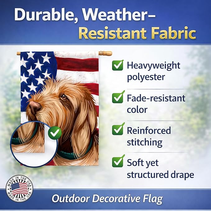 Caroline's Treasures CK6553CHF Griffon Fauve de Bretagne American Flag House Flag Large Porch Sleeve Pole Decorative Outside Yard Banner Artwork Wall Hanging, Polyester, House Size, Multicolor