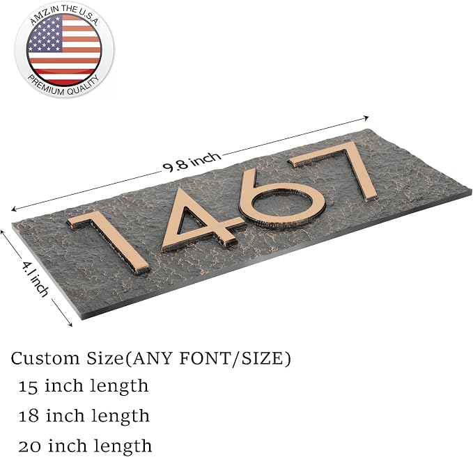 Personalized Address Sign LAWN MOUNTED - House Number Sign,Address Plaque,House Address Numbers for Outside House Lawn Insert,Yard,Ground,Garden,Drive Way Free Standing with Stakes(Red Copper)