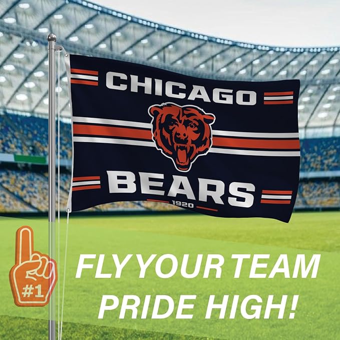 NFL Chicago Bears Vintage Flag | 3 x 5 Estate Flag with Grommets | Heavy Duty Banner for Outdoor Garden Patio Decoration | Indoor Wall Decor for Room | Works with Flag Poles for Outside House (Chicago Bears-Vintage)