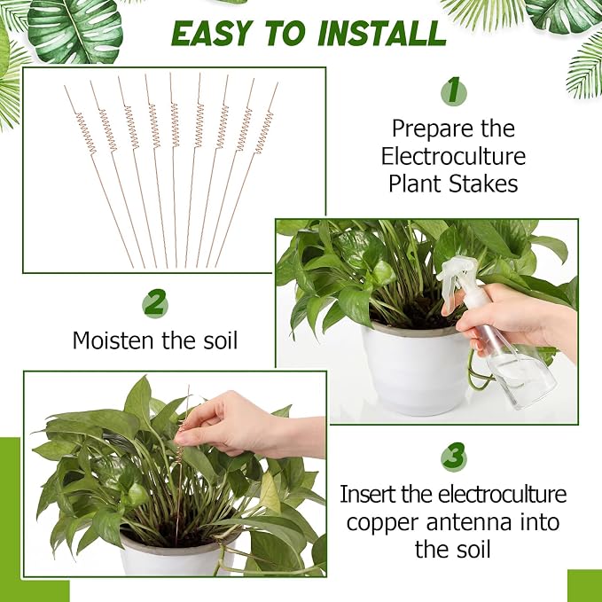 9 Pack Electroculture Plant Stakes Copper Plant Stake 10" Tensor Rings Copper Rods for Garden Electroculture Gardening Coil Wire Antenna for Growing Vegetable Garden Plants Support(Classic)