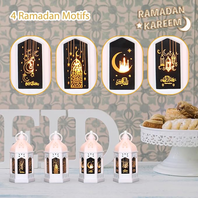 LLQ Mini Ramadan Lantern (12Pcs-5in) - Moroccan Small Lanterns Decorative, Eid Mubarak Decorations for Home, Ramadan Gifts for Family, Table Centerpiece