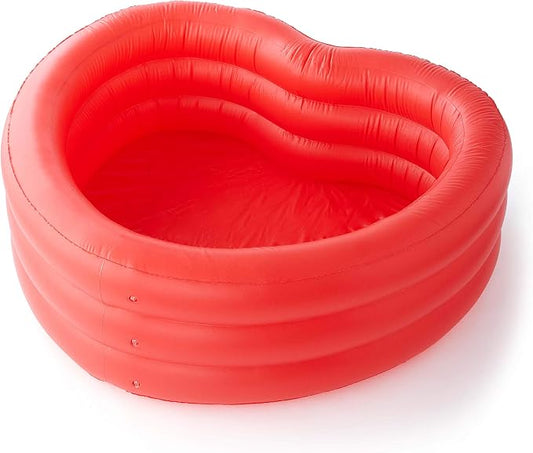 Ban.do Novelty Shaped Inflatable Swimming Pool, Red Heart | Large 70" x 63" x 24" Blow Up with 4 Air Valves and Drainage Hole, Cute Shape Pool Fits 2-3 Adults