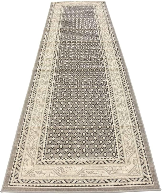 Unique Loom Williamsburg Collection Traditional Border with Dotted Center Area Rug, Runner 2' 9" x 9' 10", Gray/Beige