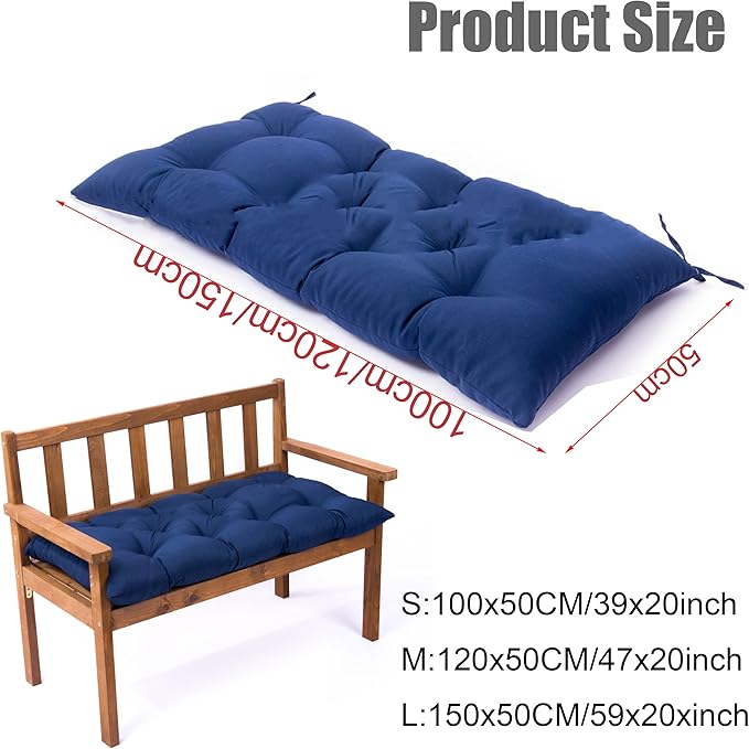 Outdoor Bench Cushion, Waterproof Swing Cushion Bench Seat Cushion, Swing Chair Replacement Seat Pads Cushion Pillow for Lounger Garden Furniture Patio Metal Wooden Bench (Red, 59x20in)