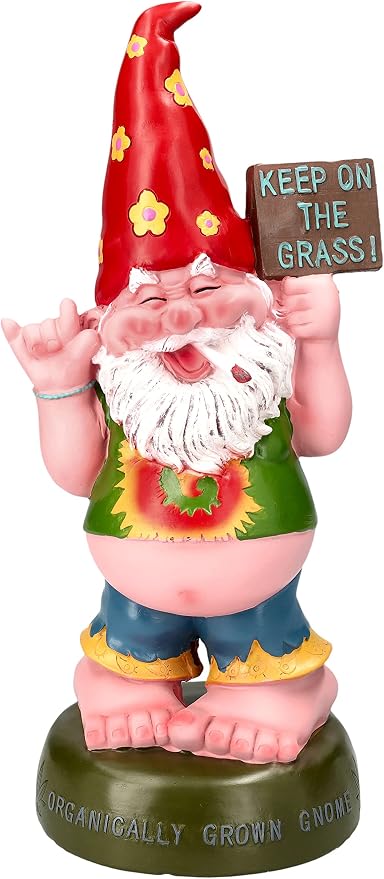 Pacific Giftware Hippie Gnome Pot Smoking Keep On Grass Garden Gnome Statue 10H