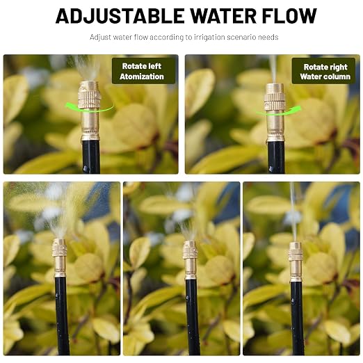 Thiswing 360° Adjustable Drip Irrigation System - 100 FT Automatic Garden Watering System with 32 Nozzles, Raised Bed Sprinkler Irrigation System, Garden Mister for Yard, Lawn, Plants, 5/16" Tubing