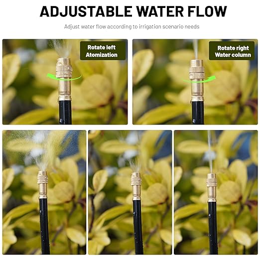 Thiswing 360° Adjustable Drip Irrigation System - 100 FT Automatic Garden Watering System with 32 Nozzles & Water Timer, Raised Bed Sprinkler System, Garden Mister for Yard, Lawn, Plants, 5/16" Tubing