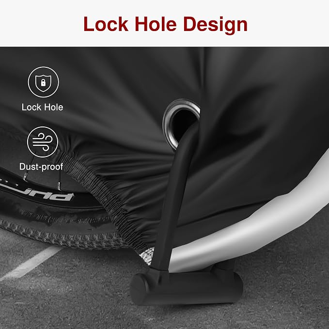 Puroma Bike Cover for 1/2/3 Bikes, Waterproof Outdoor Storage Bicycle Covers Rain Sun UV Dust Wind Proof with Lock Hole for Mountain Road Electric Bike