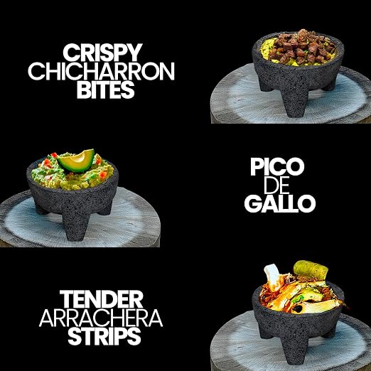 The Original Molcajete Mexicano Volcanic Rock Handmade of Authentic Lava Rock in Mexico - Molcajete de Piedra volcanica - Molcajete Mortar Pestle Bowl - Volcanic Rock Guacamole Maker