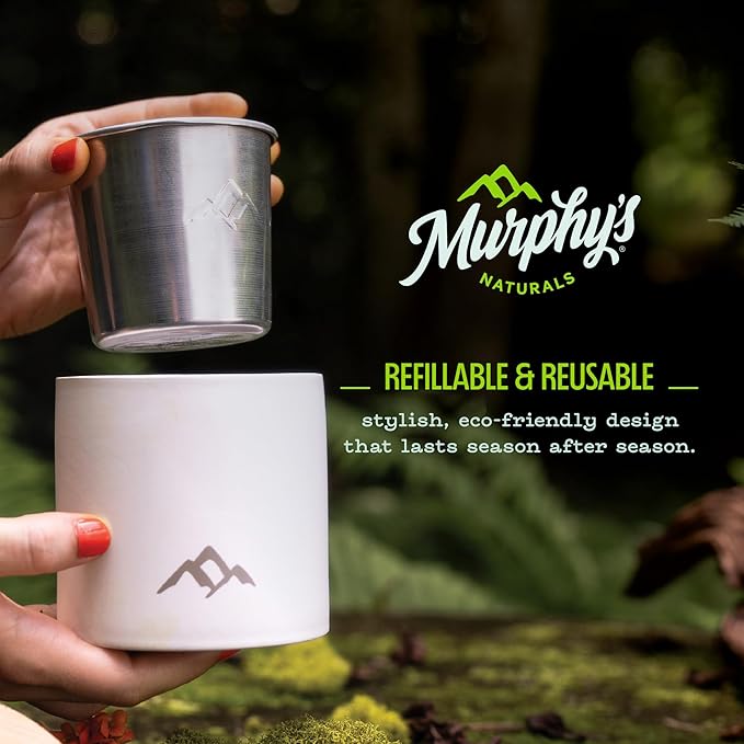 Murphy's Naturals Mosquito Repellent Candle Refills, 9 oz (Pack of 2) | Soy & beeswax blend with rosemary, peppermint, citronella & lemongrass essential oils; 30-hour burn time