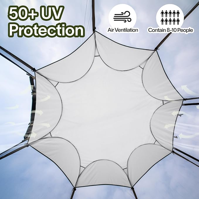 Alvantor Pop Up Screen House Tent, Instant Outdoor Gazebo with Mosquito Netting & UPF 50+ Sun Protection, Portable Canopy Shelter for Patio, Backyard, Camping (2-10 Person)