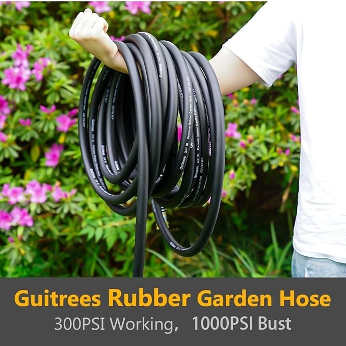 Guitrees Leader Garden Hose 10ft x 3/4", Heavy Duty Short Water Hose, Male to Female Fittings, Five Layered Braiding for Durability, 1000PSI Burst, 300PSI Working (Black)