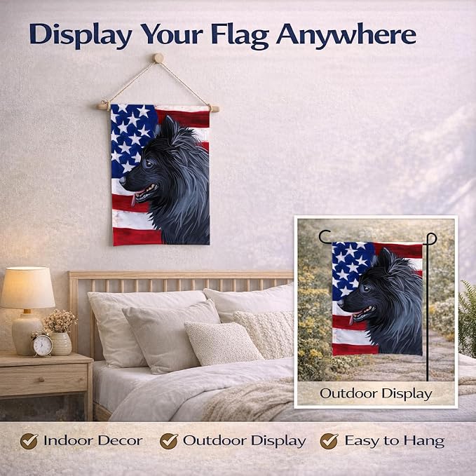 Caroline's Treasures CK6730GF Swedish Lapphund Dog American Flag Garden Flag Mailbox Flag Decorative Yard Flag Banner Outside Patio Artwork Yard Flower Beds, Garden Size, Multicolor