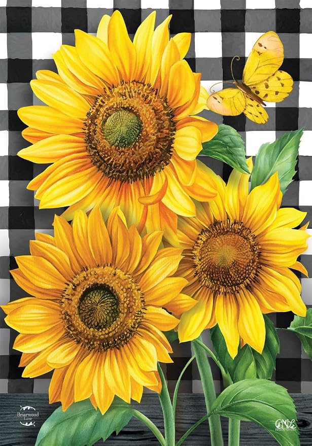 Briarwood Lane Checkered Sunflowers Summer House Flag